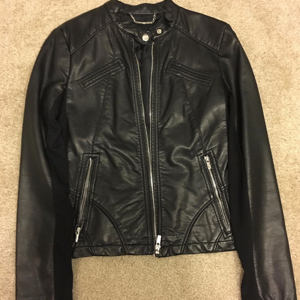 Express (minus The) Leather Double Peplum Jacket